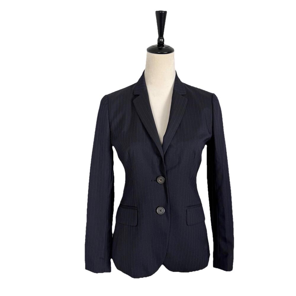 J. Crew Women's Navy Pinstripe Two-Button Blazer